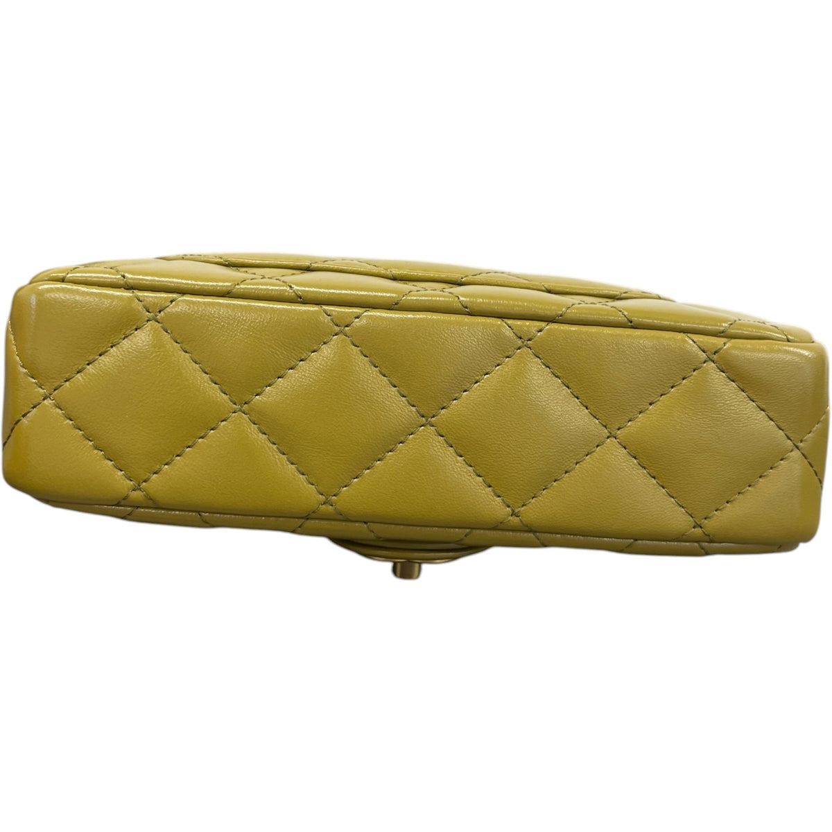 Women's Top Handle Mini Rectangle Gold Cap Handbag Green - Photo 10