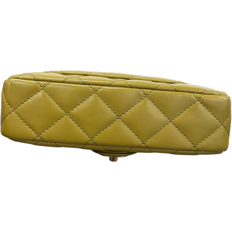 Women's Top Handle Mini Rectangle Gold Cap Handbag Green
