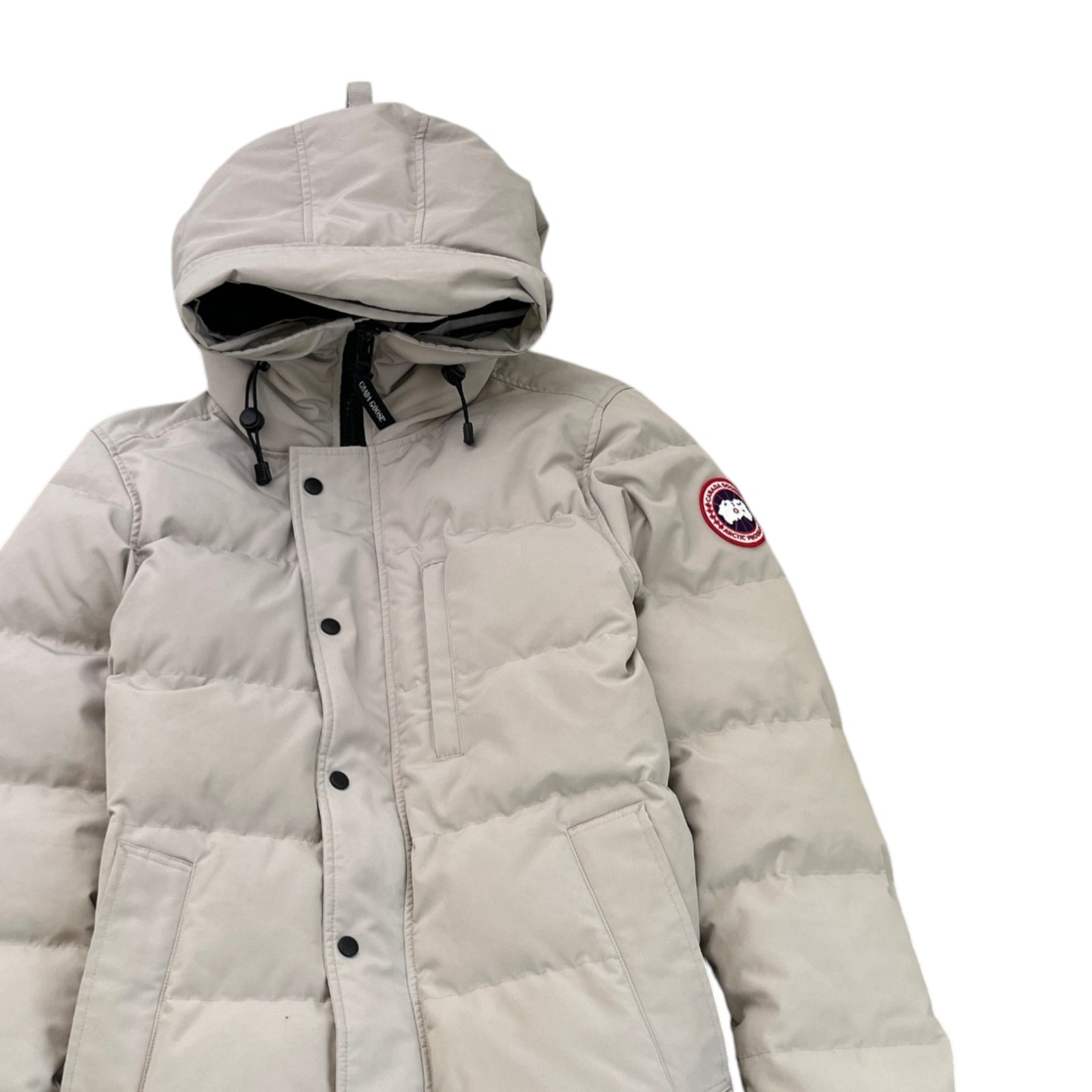 Men's Carson Fur Limestone Down Jacket Beige Size M - Photo 3