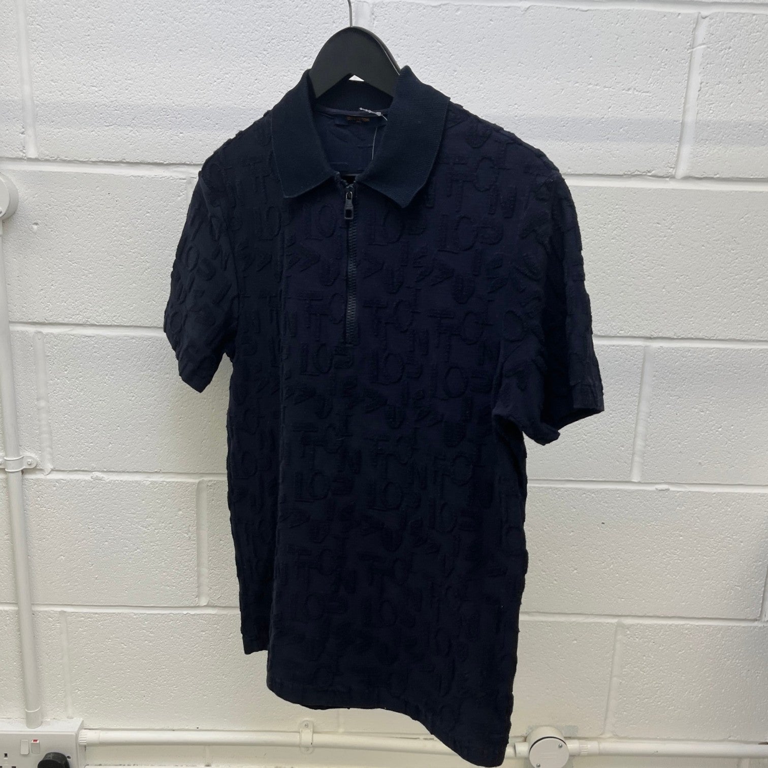 Men's Monogram Quarter Zip T-Shirt Navy Size S - Photo 8