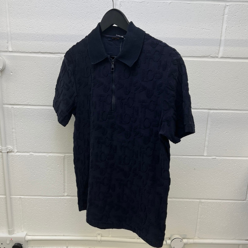 Men's Monogram Quarter Zip T-Shirt Navy Size S