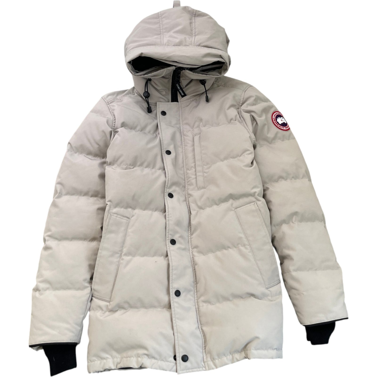 Men's Carson Fur Limestone Down Jacket Beige Size M - Photo 1