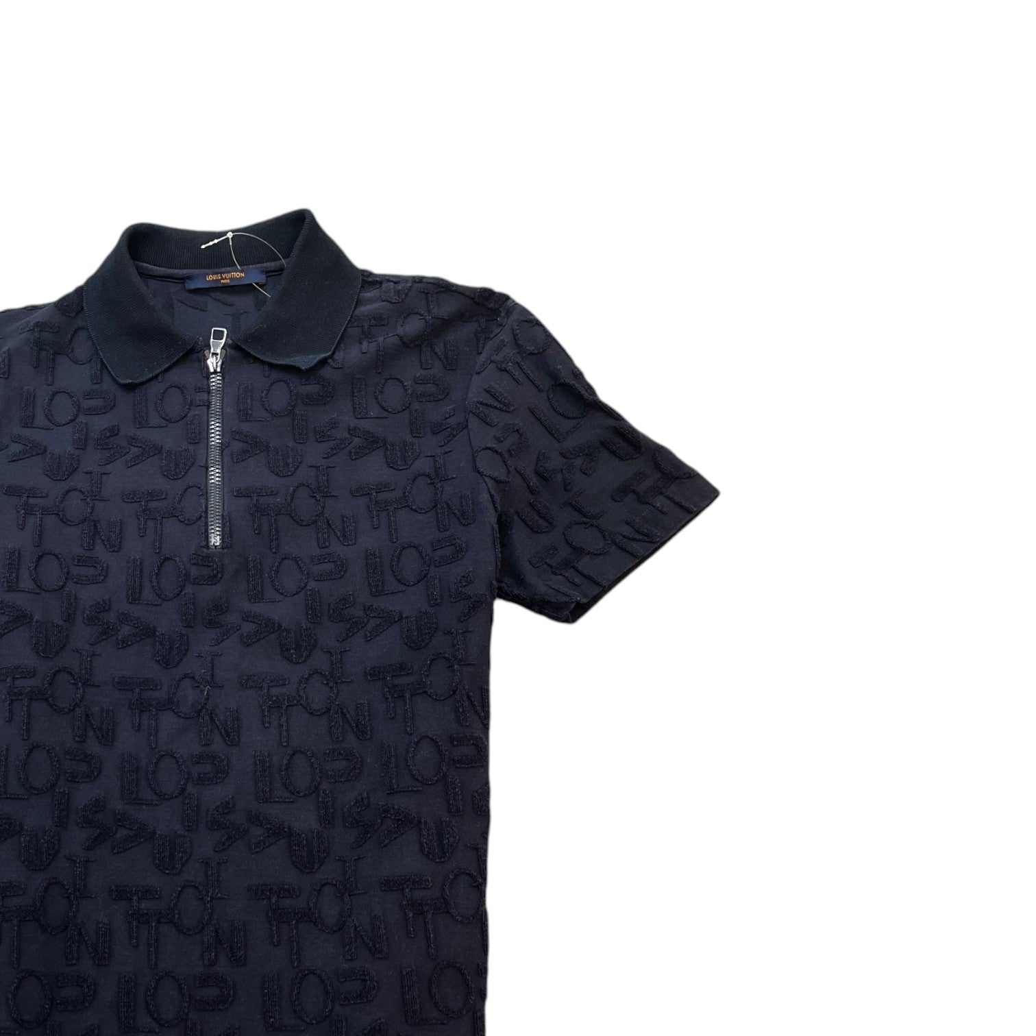 Men's Monogram Quarter Zip T-Shirt Navy Size S - Photo 3