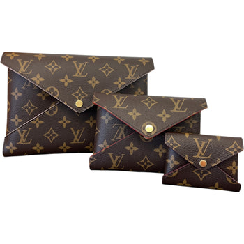 Women's Monogram Kirigami Pochette 3-Piece Set Pouch Brown
