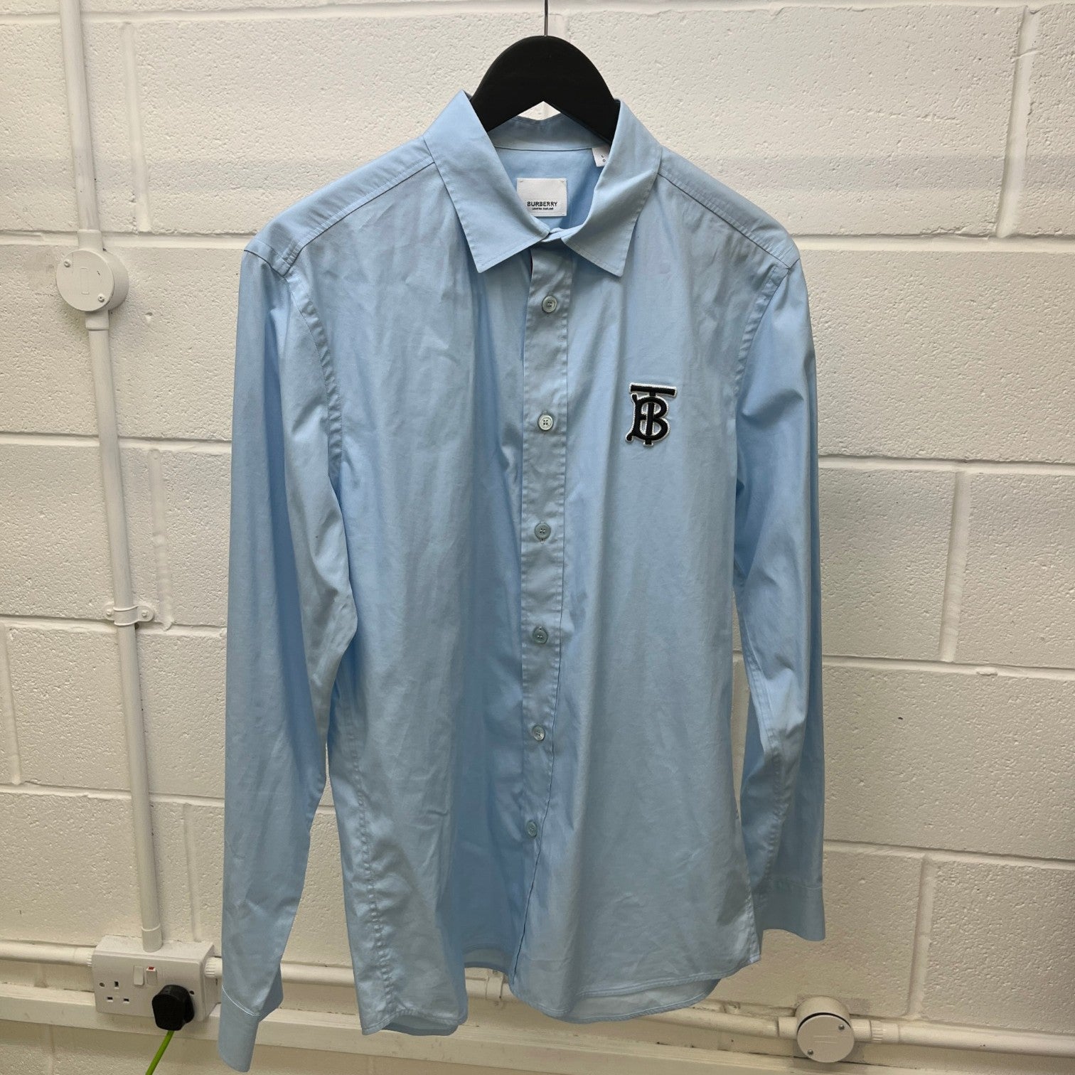 Men's Embroidered Tb Logo Long Sleeve Shirt Blue Size L - Photo 9