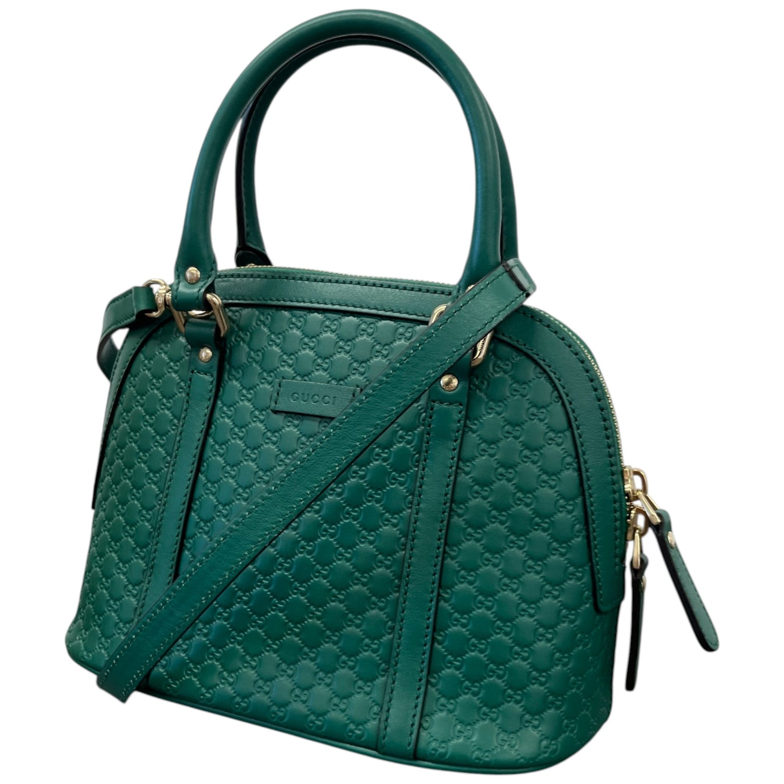 Women's Mini Microguccissima  Dome Handbag Green - Photo 5