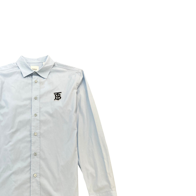 Men's Embroidered Tb Logo Long Sleeve Shirt Blue Size L