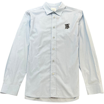 Men's Embroidered Tb Logo Long Sleeve Shirt Blue Size L