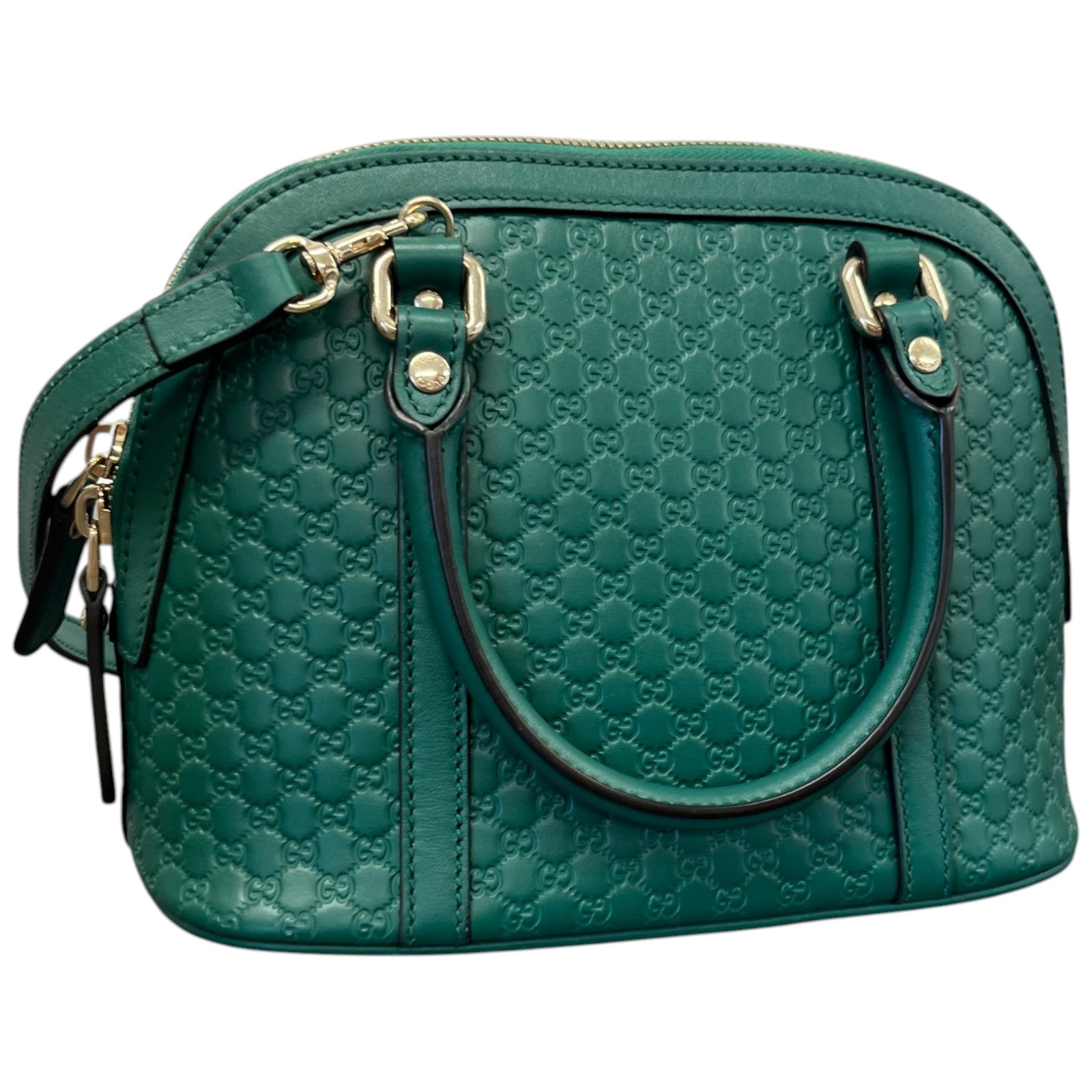 Women's Mini Microguccissima  Dome Handbag Green - Photo 8