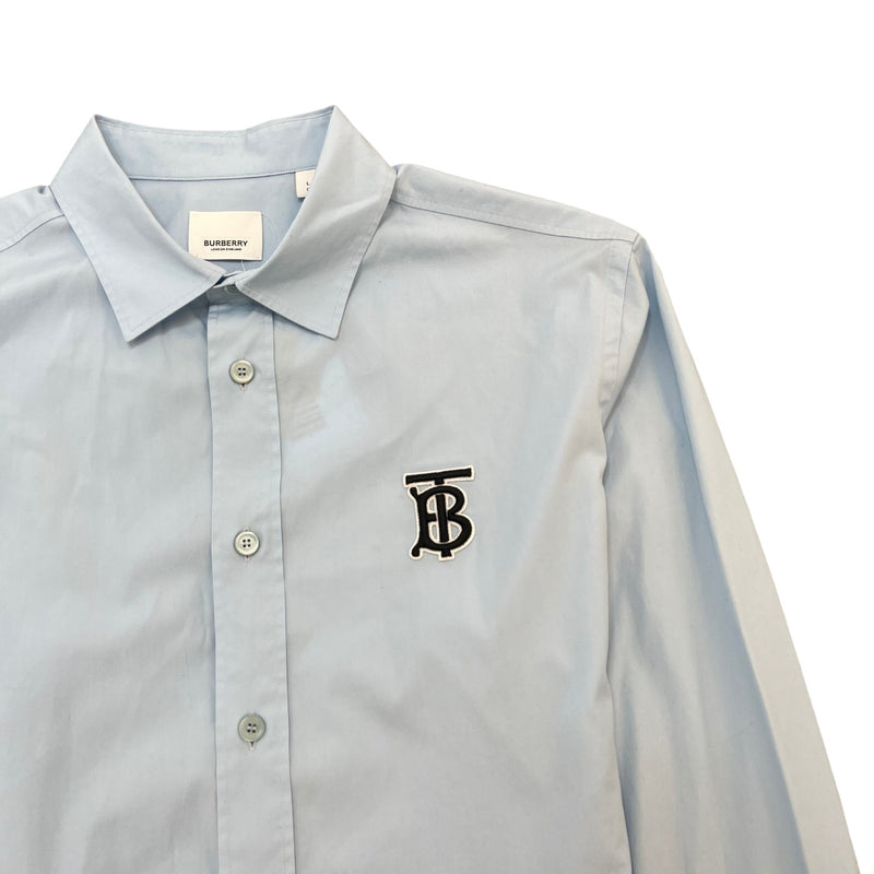 Men's Embroidered Tb Logo Long Sleeve Shirt Blue Size L