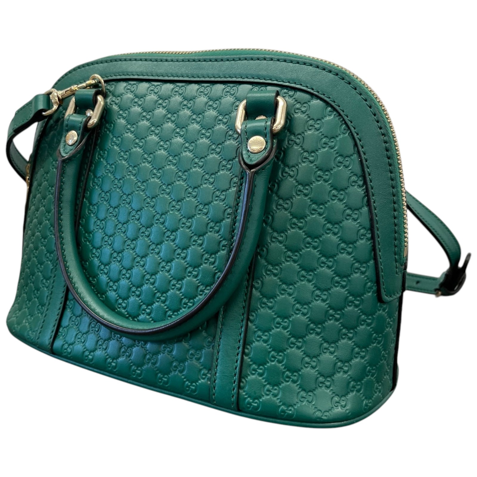 Women's Mini Microguccissima  Dome Handbag Green - Photo 9