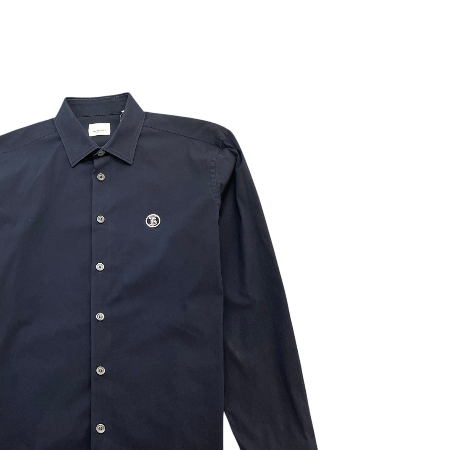 Men's Plaque Logo Long Sleeve Shirt Navy Size L - Photo 3