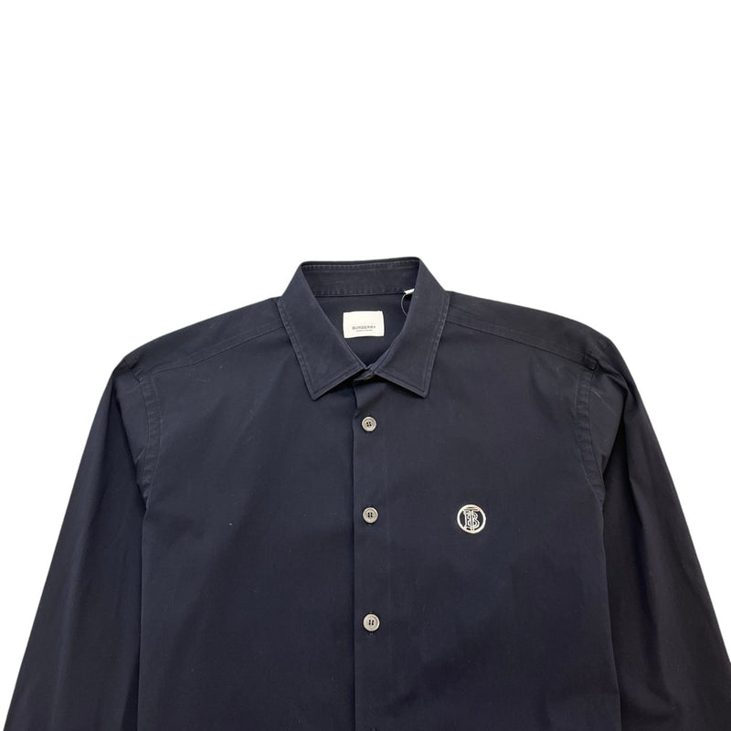 Men's Plaque Logo Long Sleeve Shirt Navy Size L