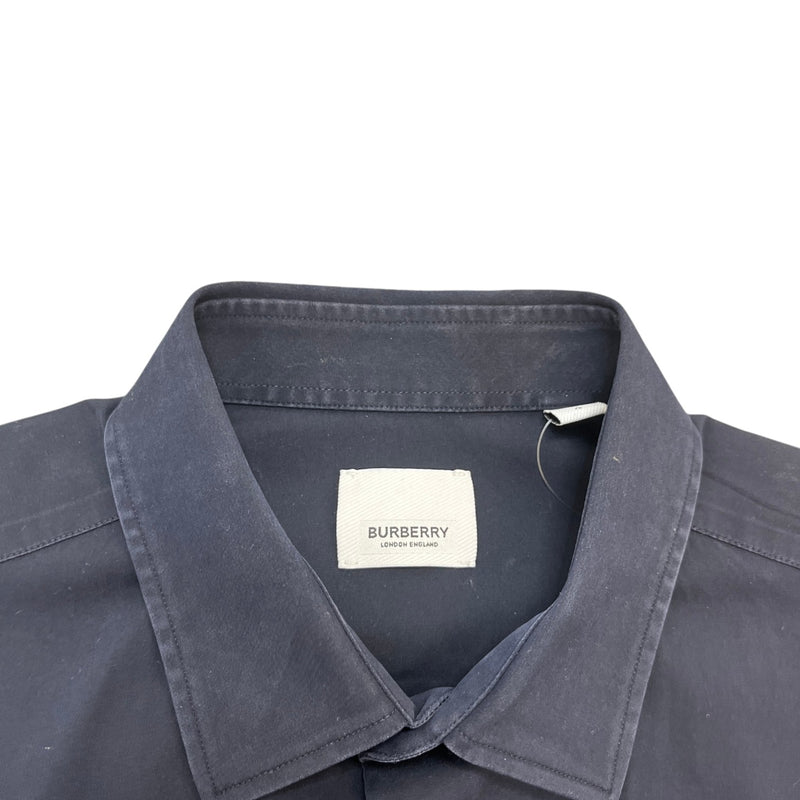 Men's Plaque Logo Long Sleeve Shirt Navy Size L