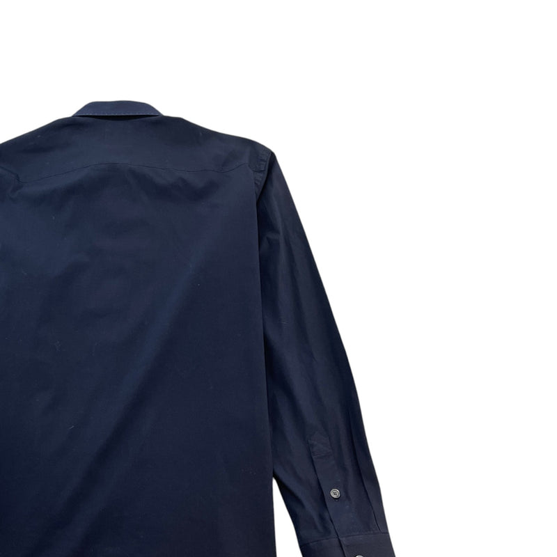 Men's Plaque Logo Long Sleeve Shirt Navy Size L