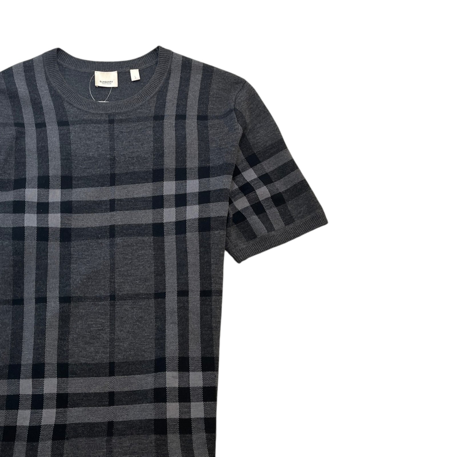 Men's Check T-Shirt Black Size L - Photo 3