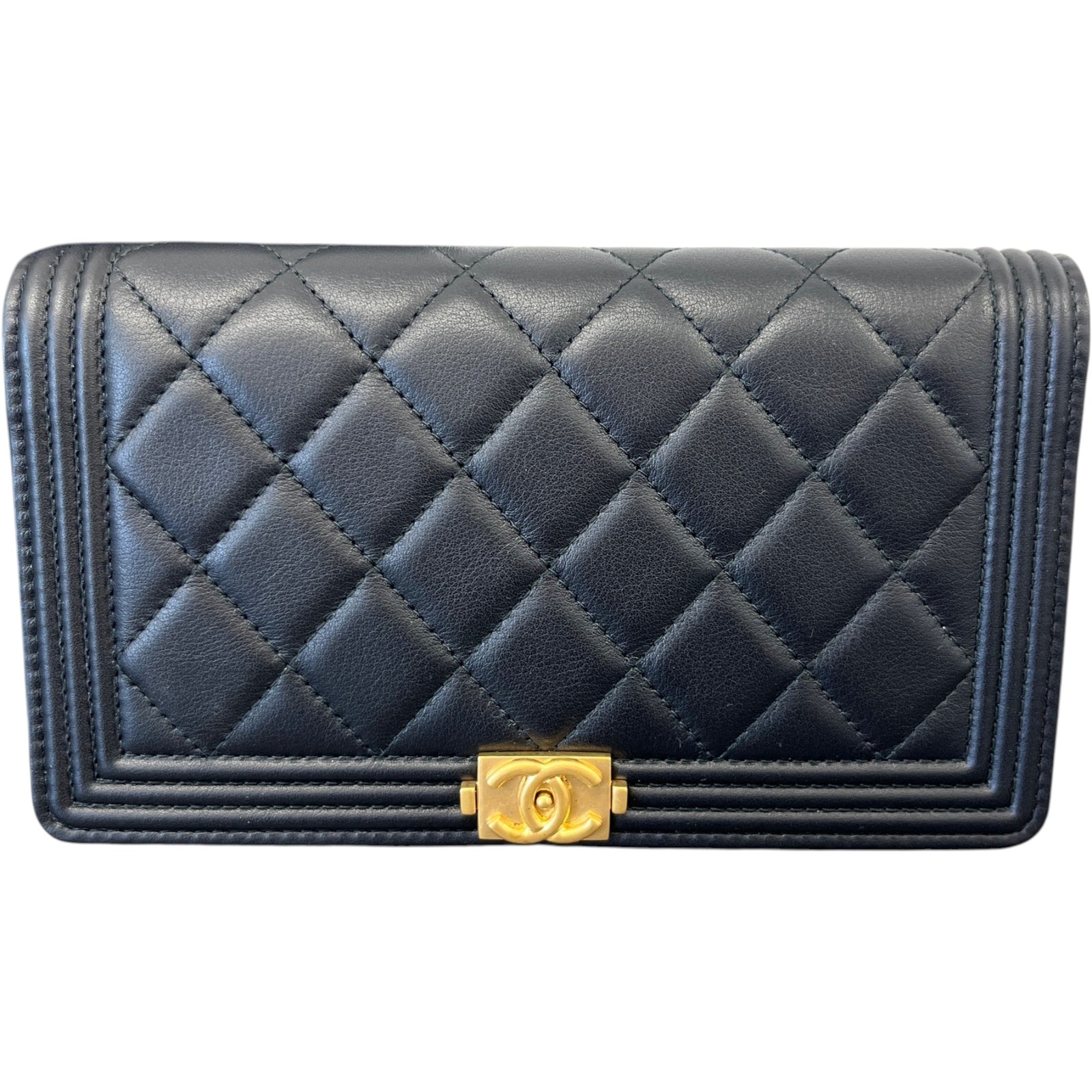Women's Quilted Caviar Leather Boy Purse Black - Photo 1