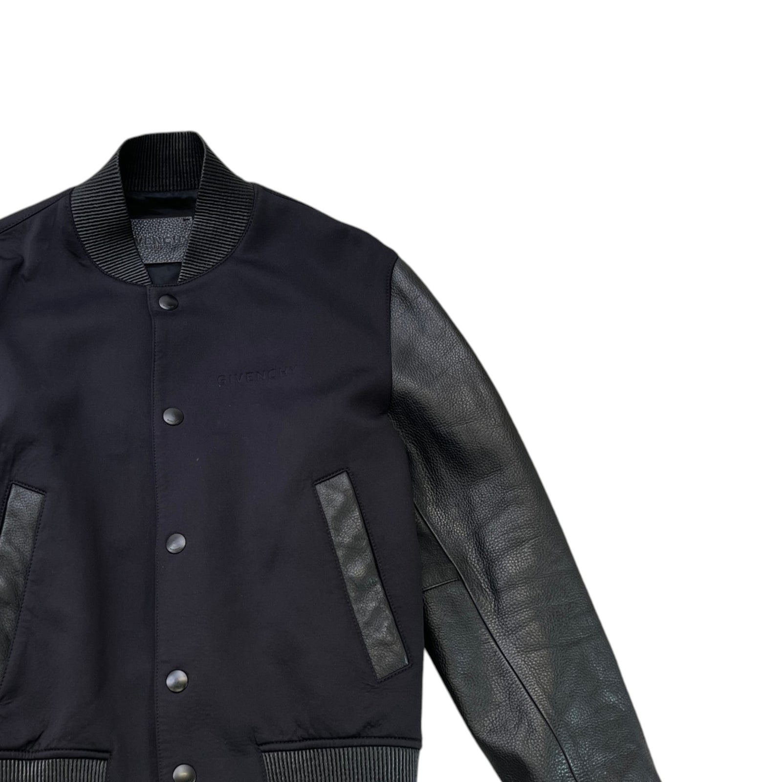 Men's Leather & Nylon Logo Bomber Jacket Black Size IT 44 / XS - Photo 3