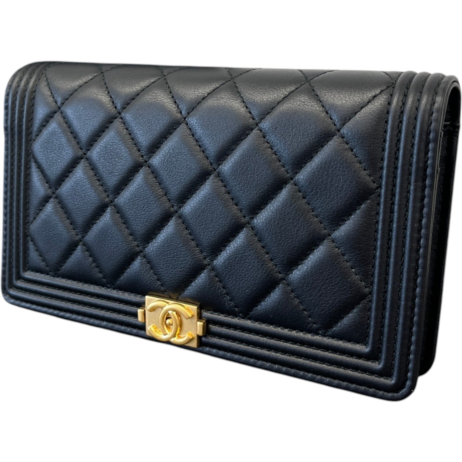 Women's Quilted Caviar Leather Boy Purse Black - Photo 4
