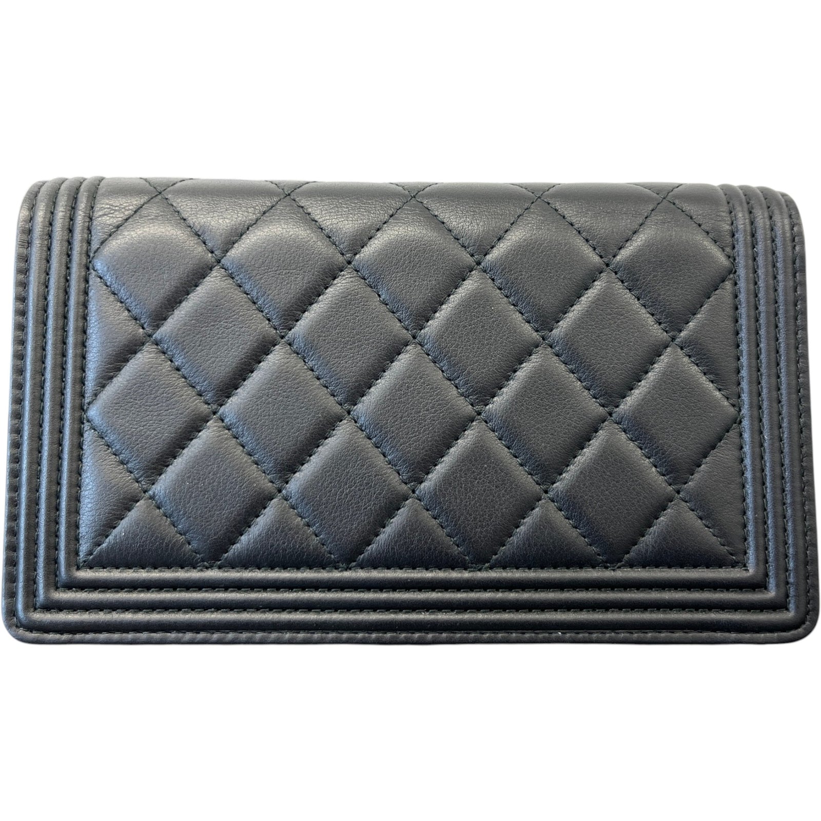 Women's Quilted Caviar Leather Boy Purse Black - Photo 2