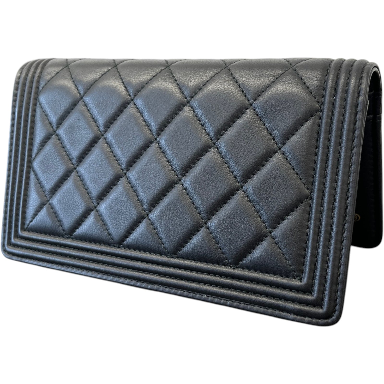 Women's Quilted Caviar Leather Boy Purse Black - Photo 8