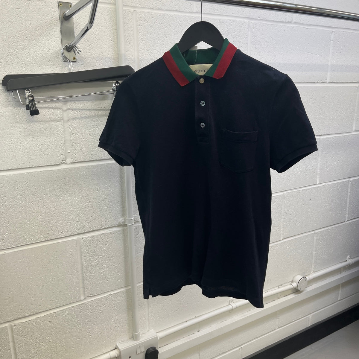 Men's Web Collar Polo Shirt Navy Size M - Photo 7