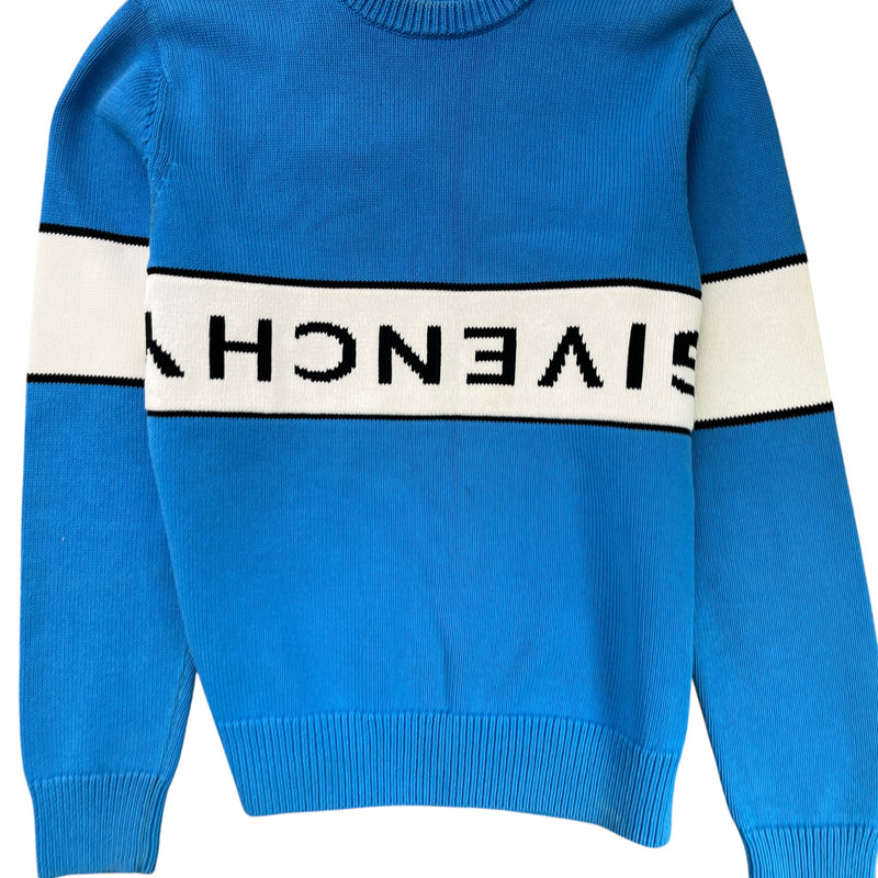 Men's Knitted Reverse Logo Sweatshirt Blue Size L