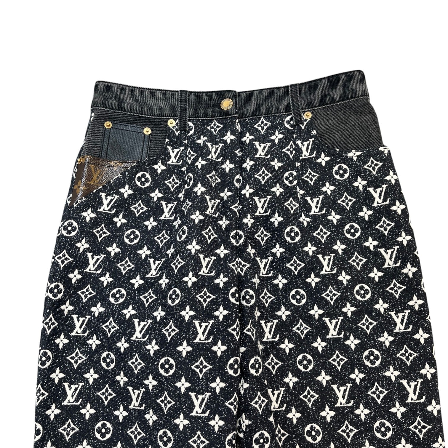 Women's Monogram Straight Leg Jeans Black Size Waist 38" - Photo 5