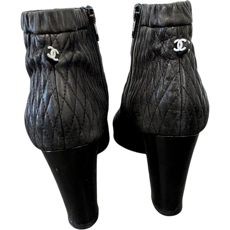 Women's Leather Sock Boots Black Size UK 6 / EU 39