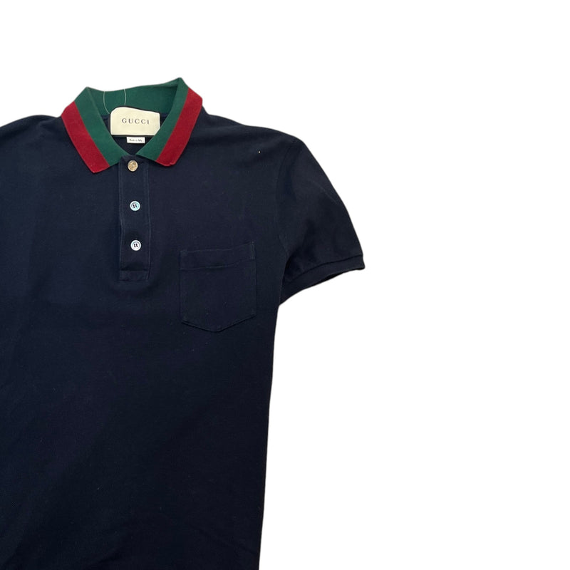 Men's Web Collar Polo Shirt Navy Size M