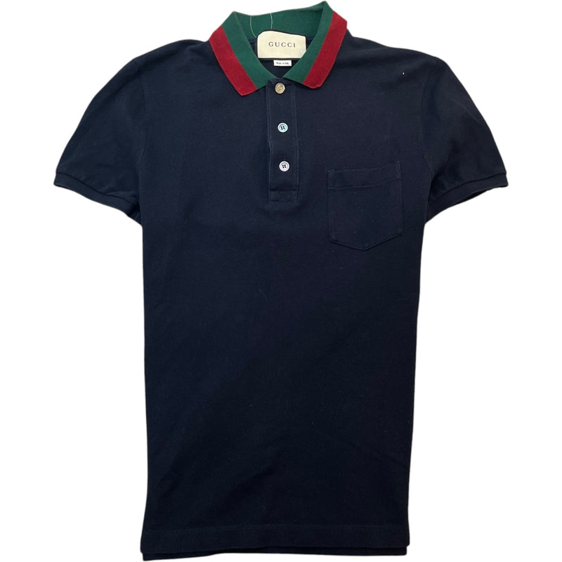 Men's Web Collar Polo Shirt Navy Size M