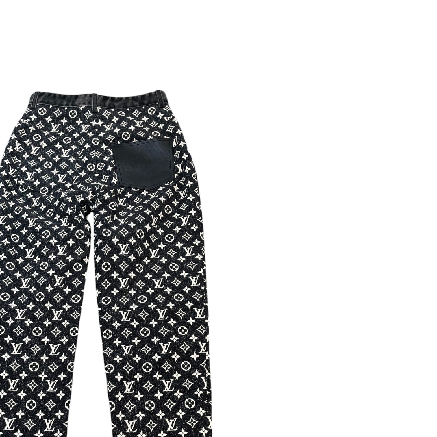 Women's Monogram Straight Leg Jeans Black Size Waist 38" - Photo 4