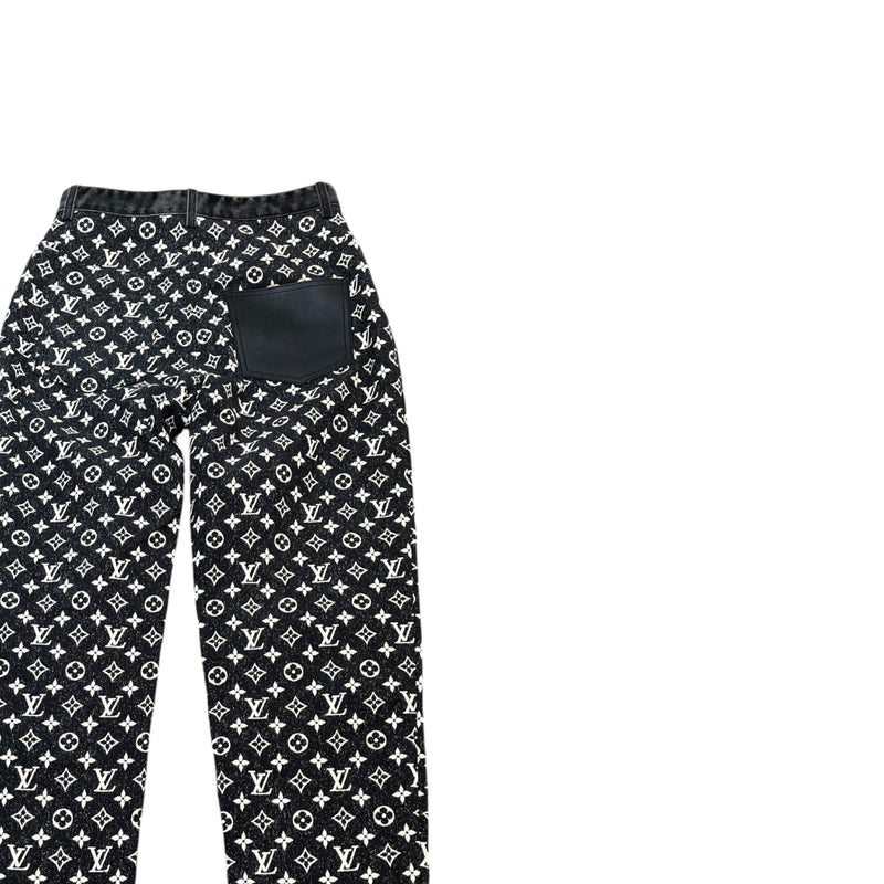 Women's Monogram Straight Leg Jeans Black Size Waist 38"