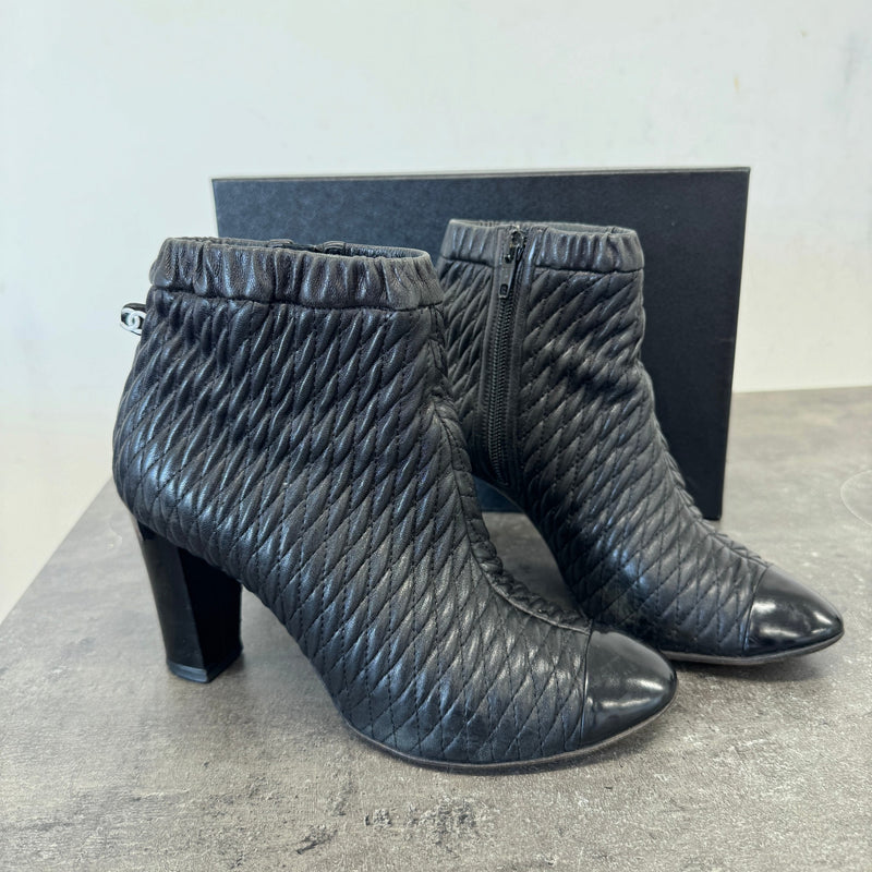 Women's Leather Sock Boots Black Size UK 6 / EU 39