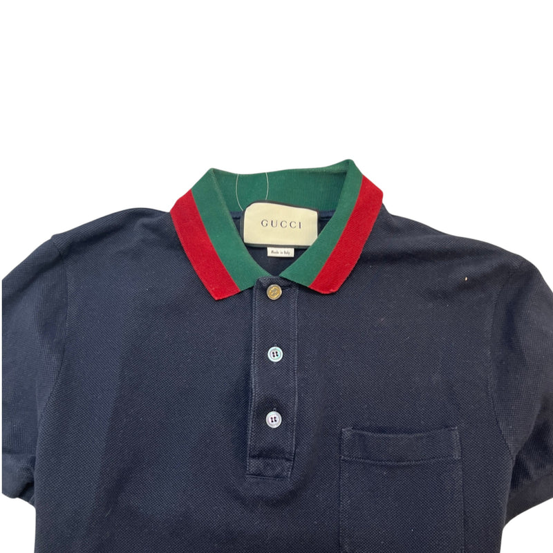 Men's Web Collar Polo Shirt Navy Size M
