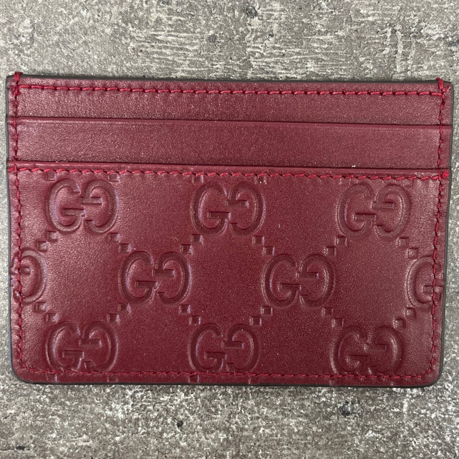 Men's GG Supreme Card Holder Burgundy - Photo 9