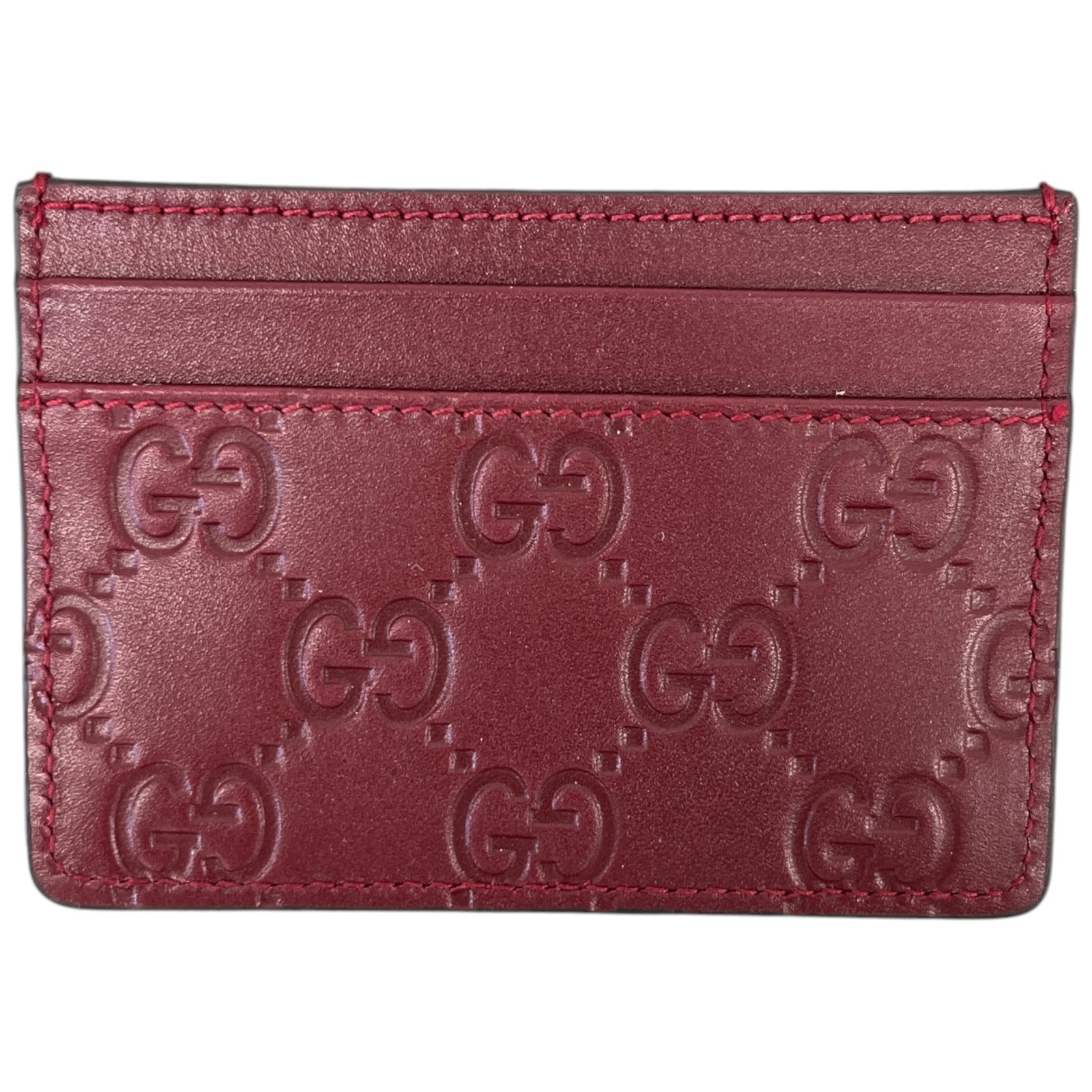 Men's GG Supreme Card Holder Burgundy - Photo 1