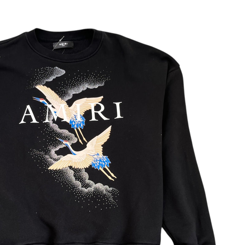 Men's Crane Crew Oversized Sweatshirt Black Size S