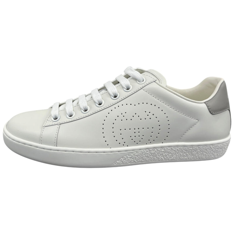 Women's Ace Perforated Interlocking GG Low Trainers White Size UK 2.5 / EU 35.5