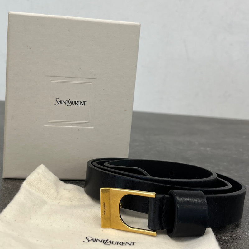 Women's Skinny Leather Belt Black Size W28