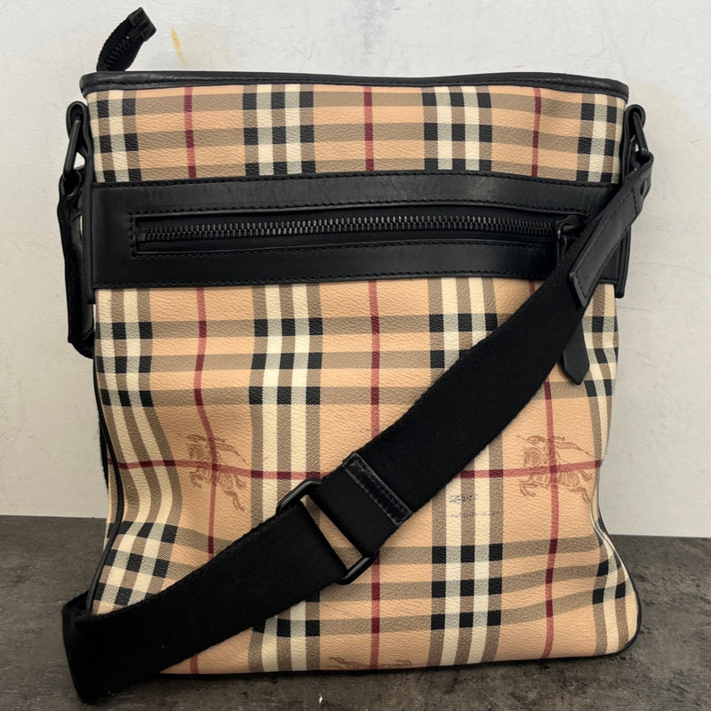 Men's Checkered Messenger Bag Beige