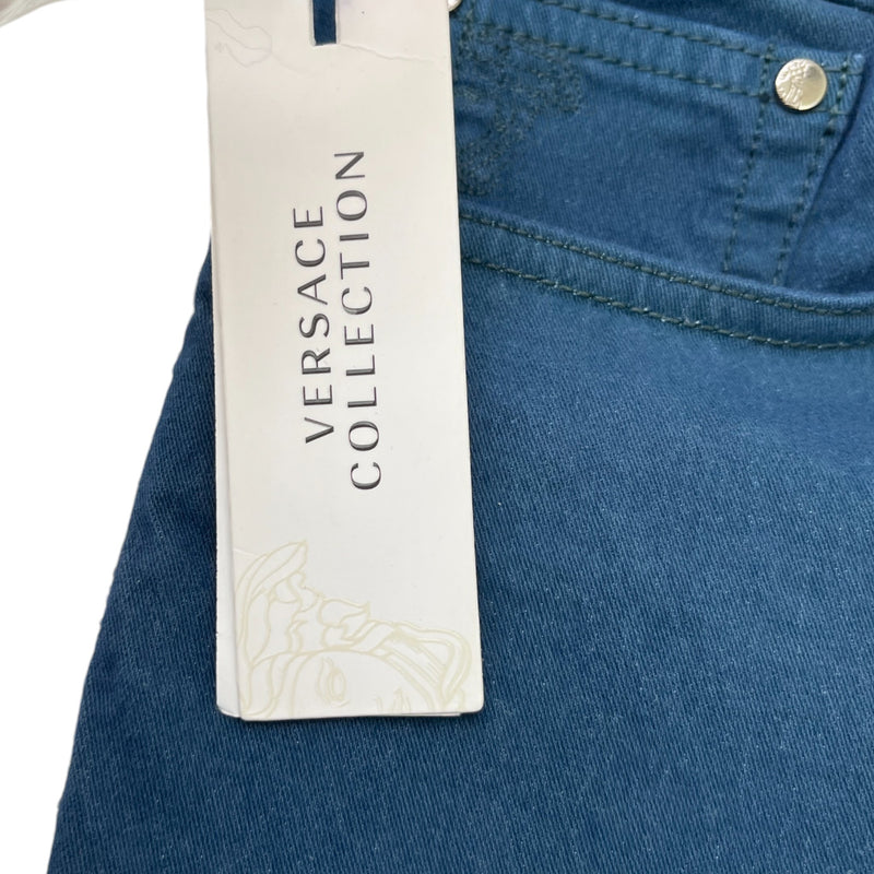 Men's Embroidered Medusa Logo Jeans Blue Size Waist 33"