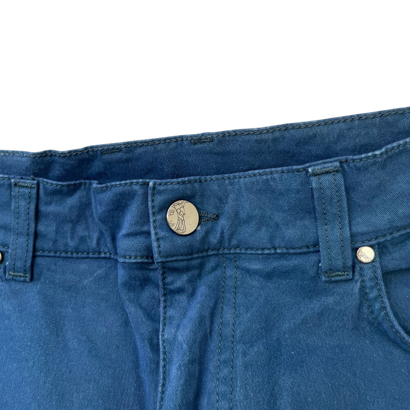 Men's Embroidered Medusa Logo Jeans Blue Size Waist 33"