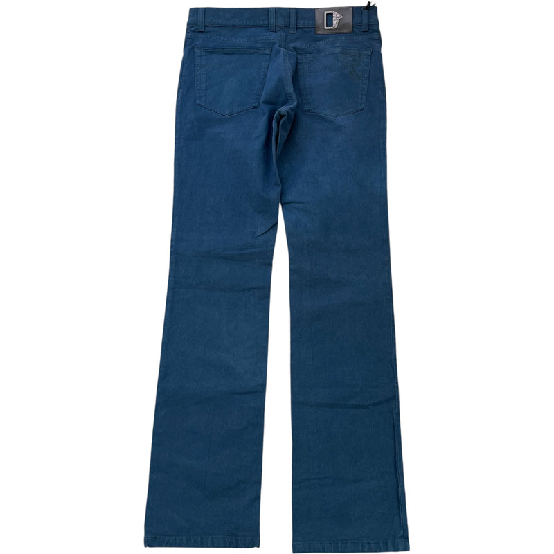 Men's Embroidered Medusa Logo Jeans Blue Size Waist 33"