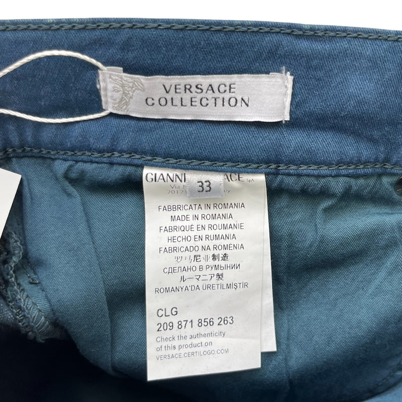 Men's Embroidered Medusa Logo Jeans Blue Size Waist 33"