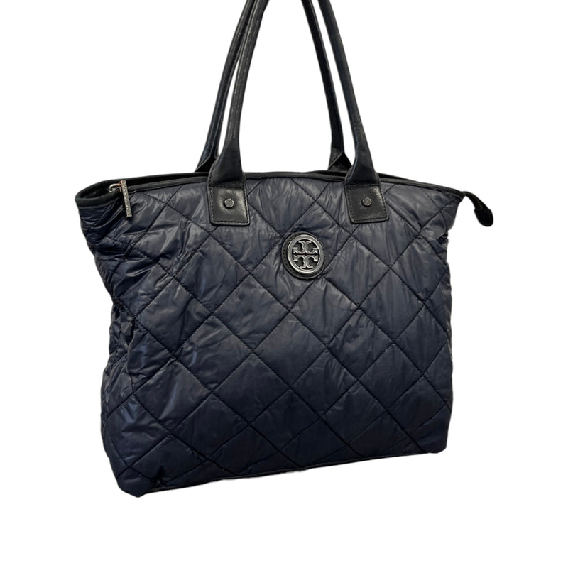 Women's Quilted Logo Handbag Navy