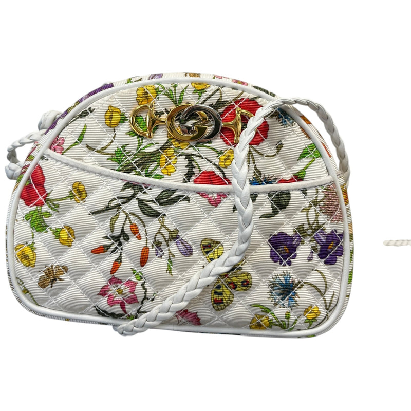 Women's Floral Trapuntata Handbag White