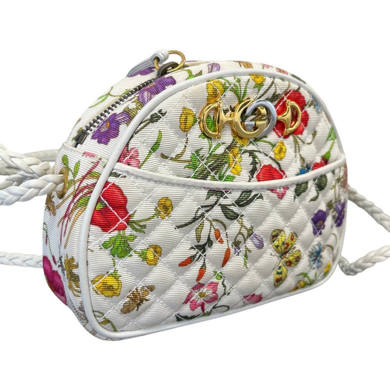 Women's Floral Trapuntata Handbag White