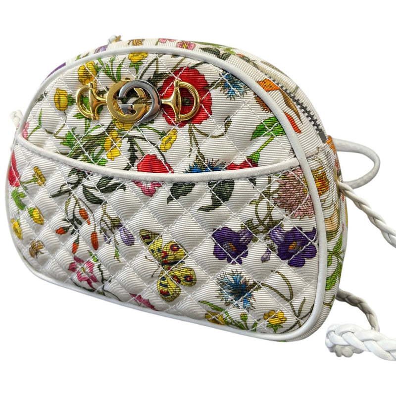 Women's Floral Trapuntata Handbag White