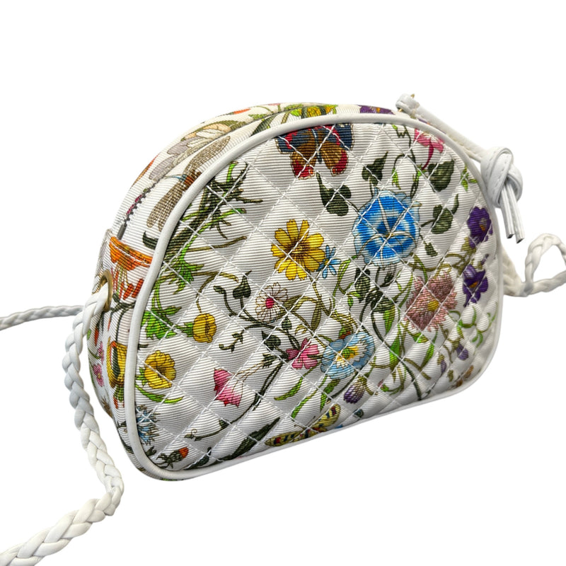 Women's Floral Trapuntata Handbag White